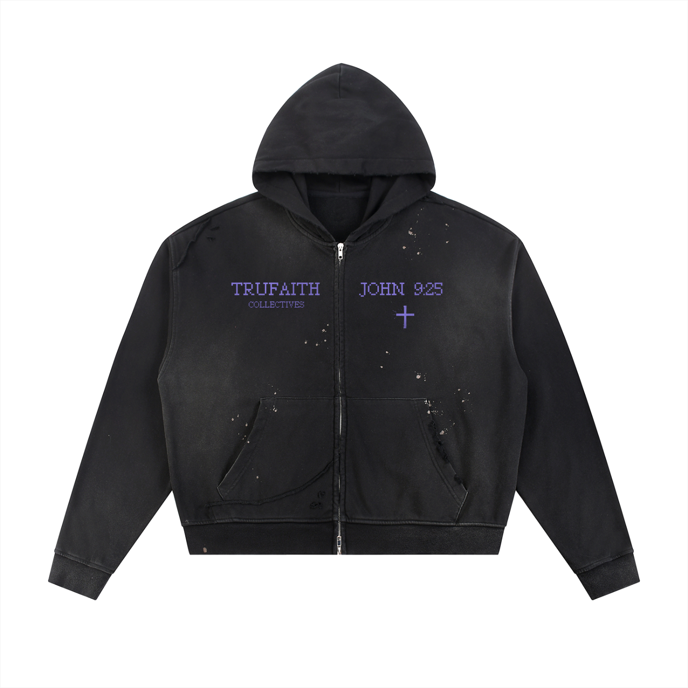 John 9:25 Raw Edge Fleece Zip Hoodie – TruFaith Collectives