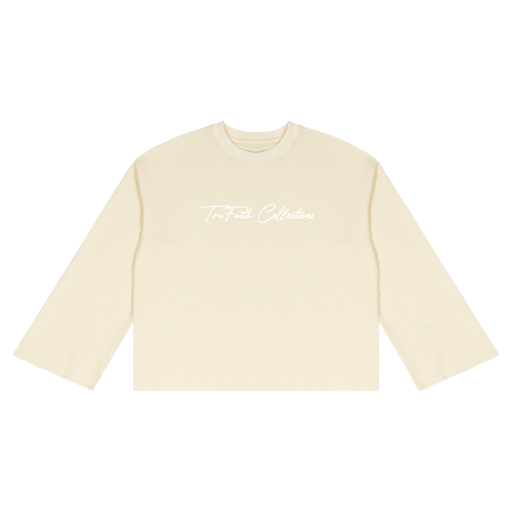 “9941”  Waffle Raw Edge  Long Sleeve Shirt
