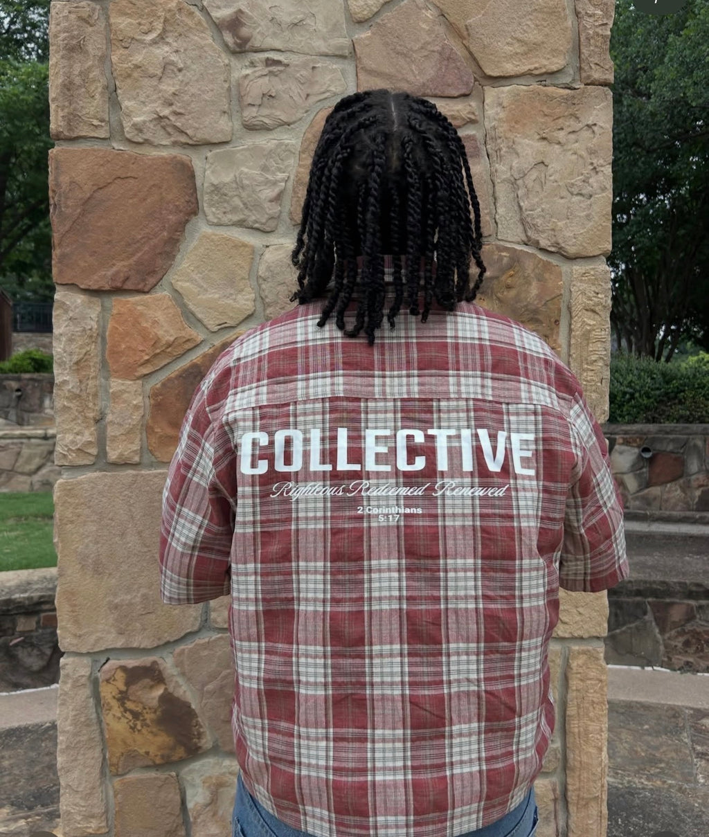 “RRR Collectives” Plaid Boxy Short Sleeve Shirt