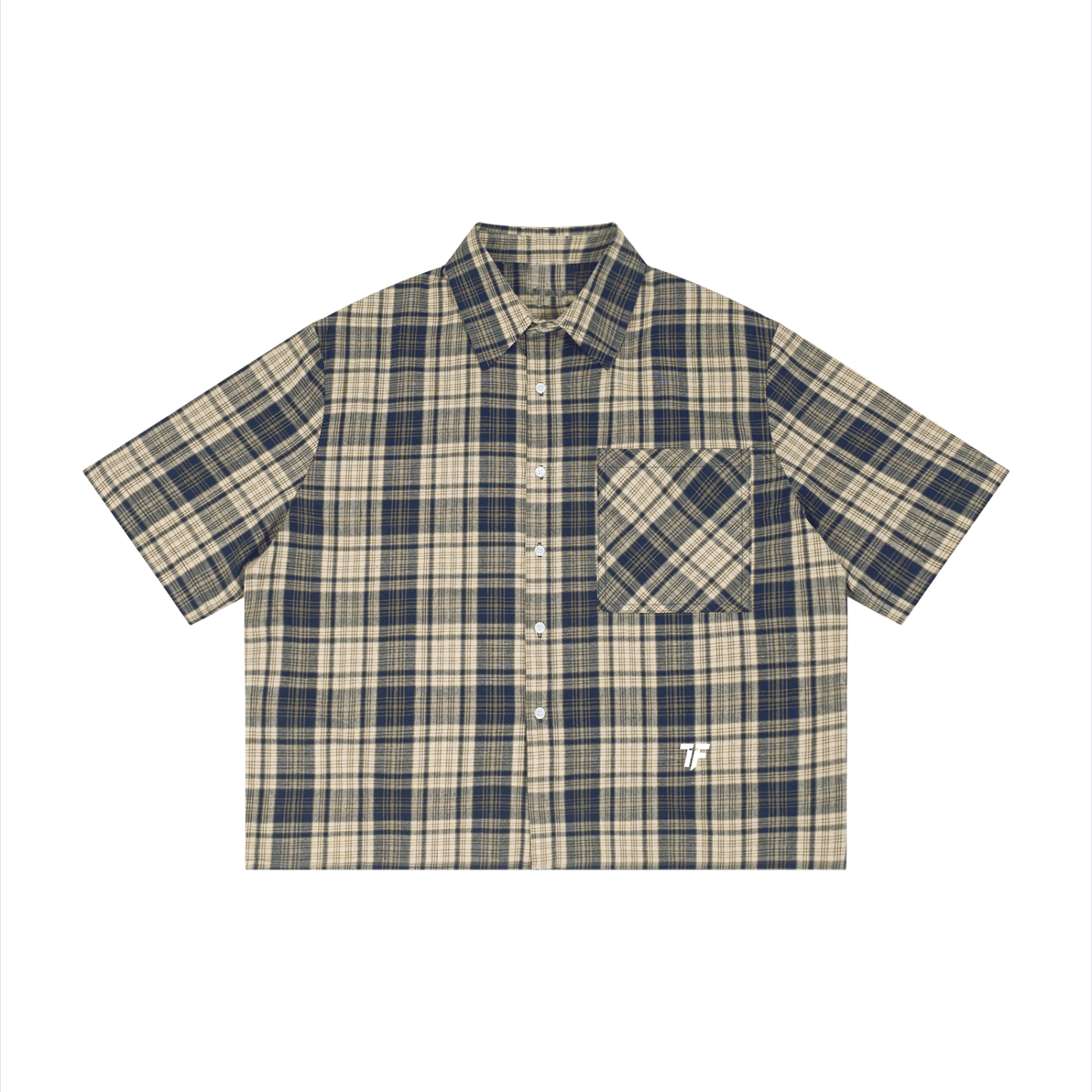 “RRR Collectives” Plaid Boxy Short Sleeve Shirt