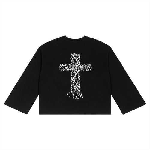 “9941”  Waffle Raw Edge  Long Sleeve Shirt